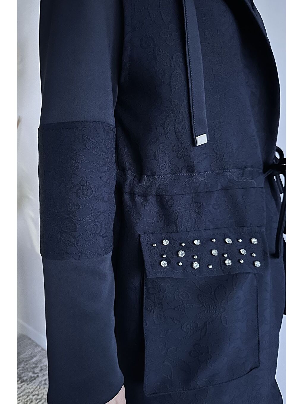 Lacivert Kapüşonlu Yelek Tunik Pantolon Tesettür Üçlü Takım-9