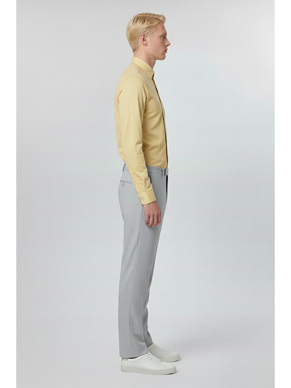 Giotelli Sarı Slim Fit %100 Pamuk Çizgili Düğmeli Yaka Erkek Gömlek-2