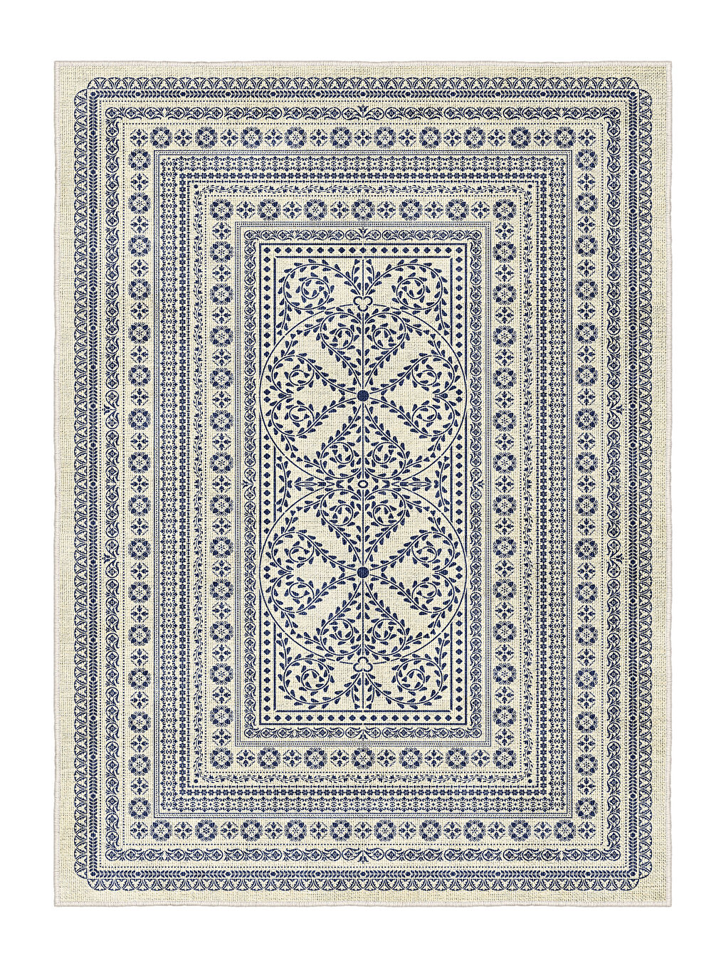 Beyaz Dekoratif Salon Halısı, Makinada Yıkanabilir, Kaymaz Taban, İnce & Modern Tasarım