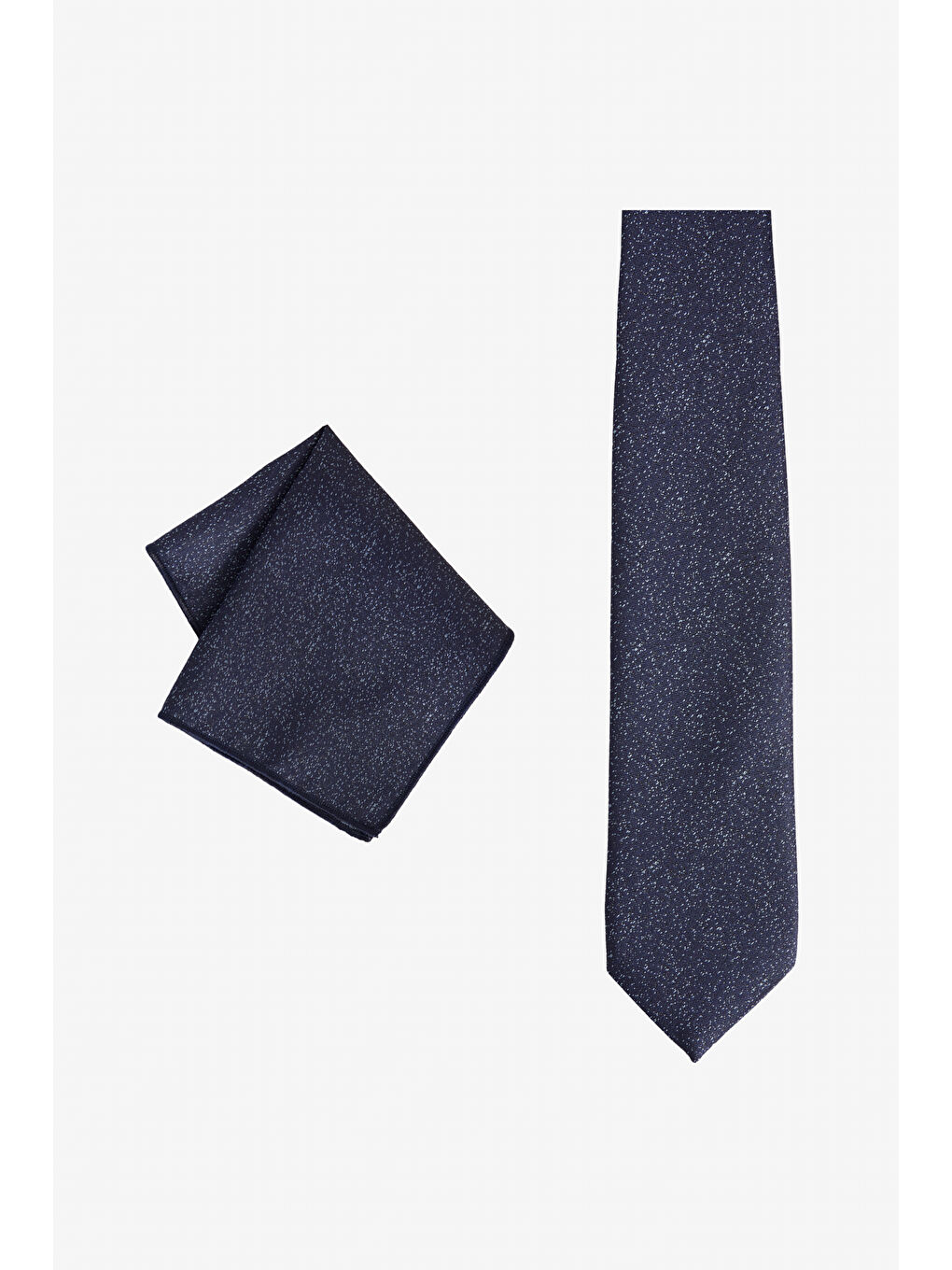 Erkek Lacivert-Mavi Desenli Kravat-Mendil Set