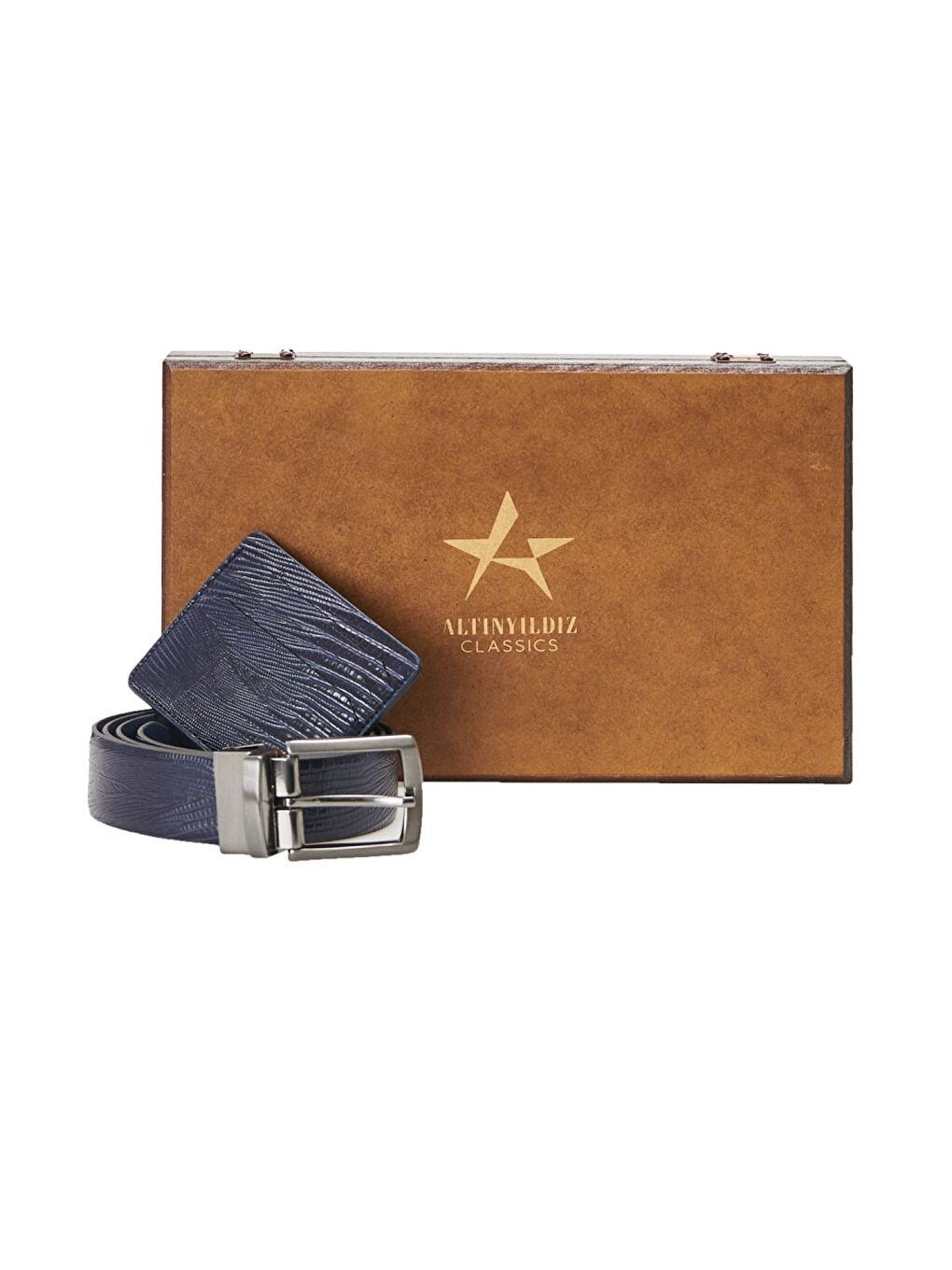 Erkek Lacivert Kemer - Kartlık Aksesuar Set