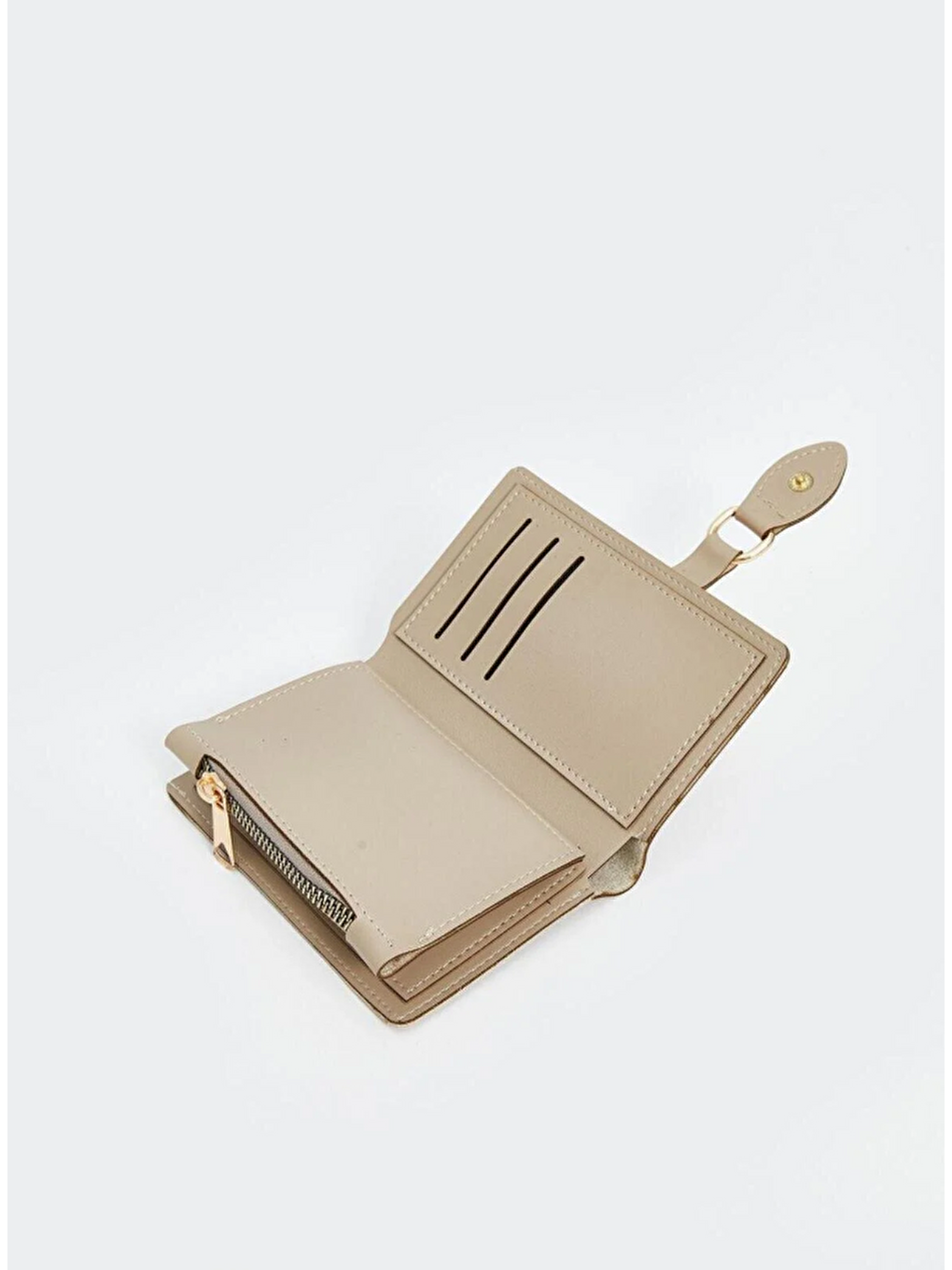 Bej Fermuarlı Halka Tokalı Kadın Cüzdan CPC001-2