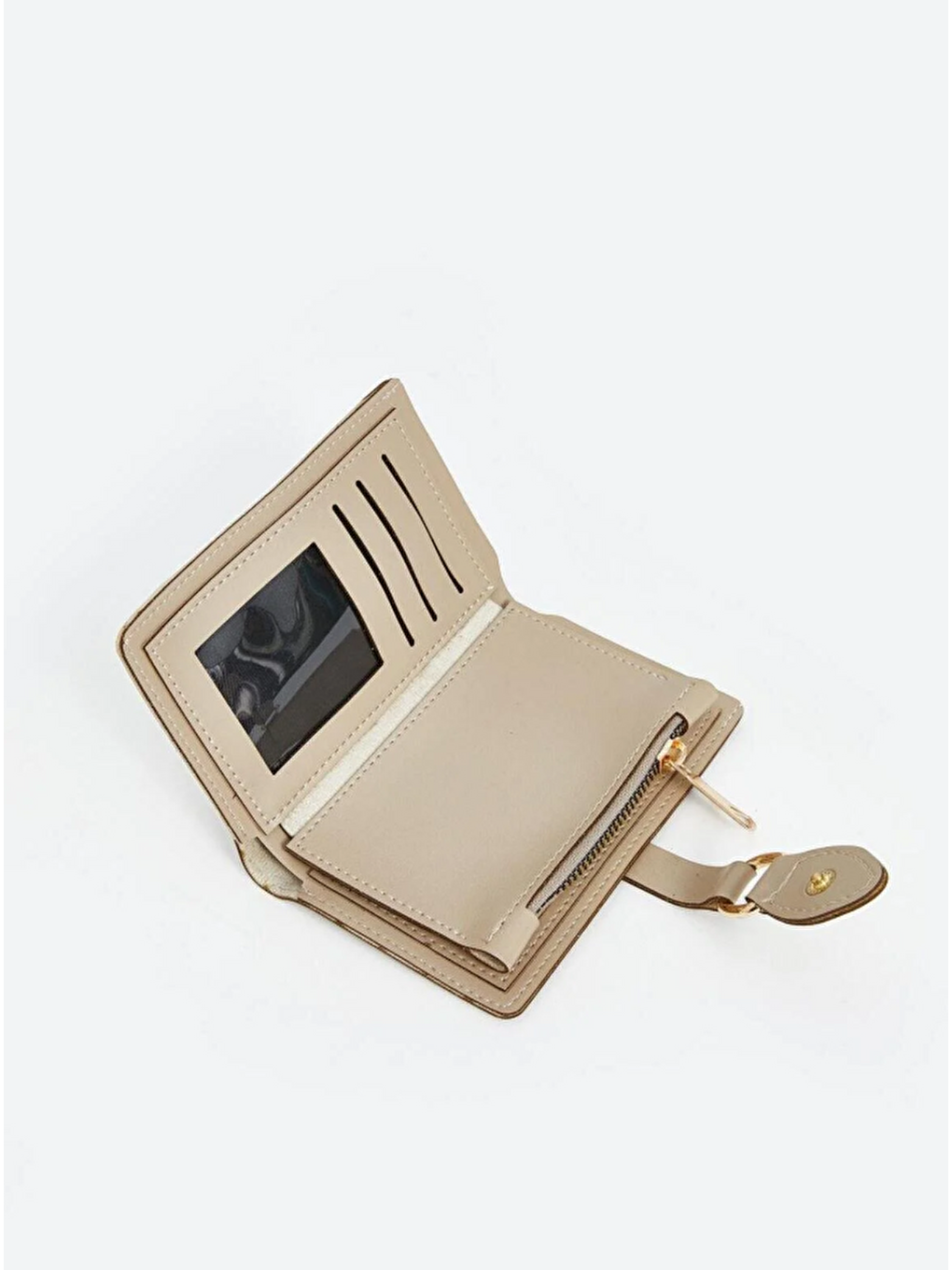 Bej Fermuarlı Halka Tokalı Kadın Cüzdan CPC001-3
