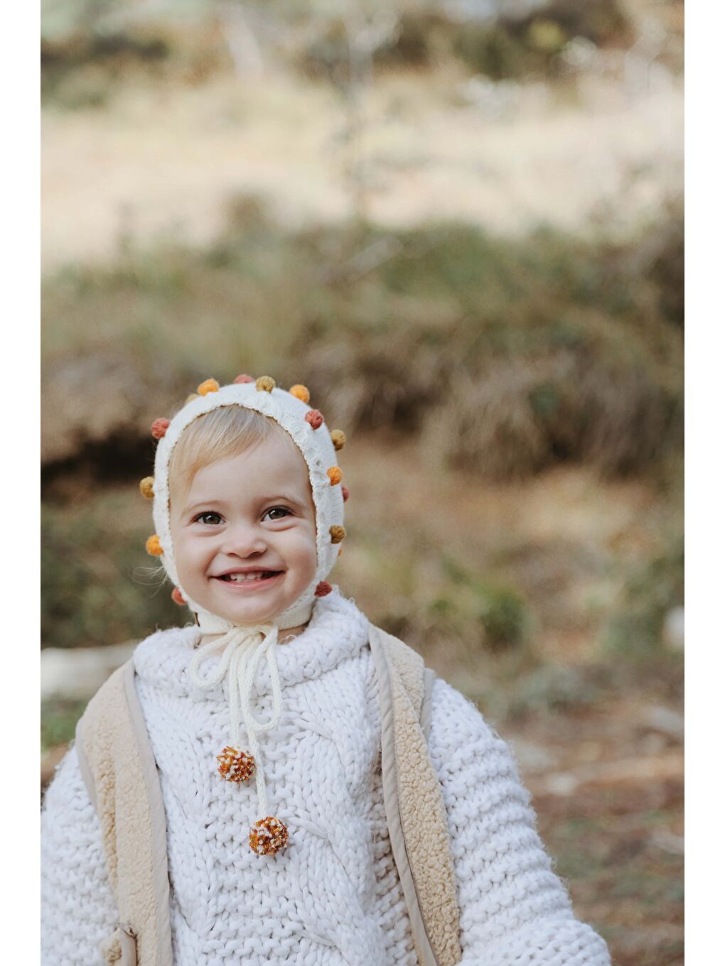 Ekru Ponponlu Bebek Beresi Model 6-1