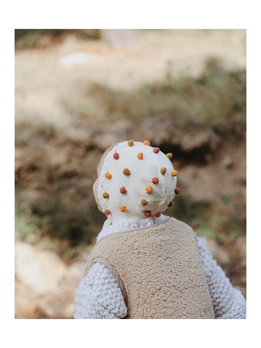 Ekru Ponponlu Bebek Beresi Model 6-4