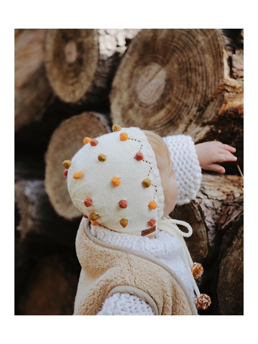 Ekru Ponponlu Bebek Beresi Model 6-5