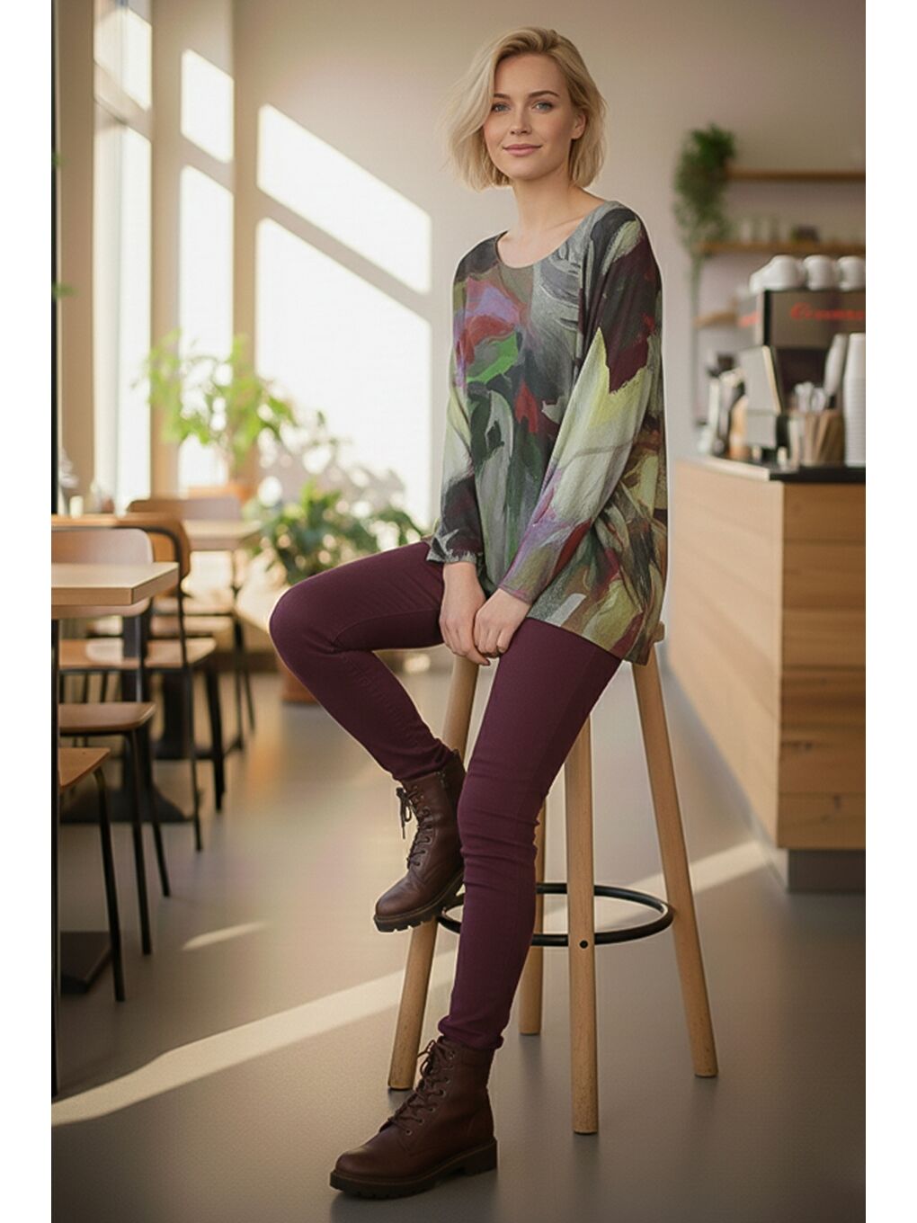 İtalyan Yeşil Havuz Yaka Uzun Kol Casual Angora Oversize Triko Bluz 68 70-2