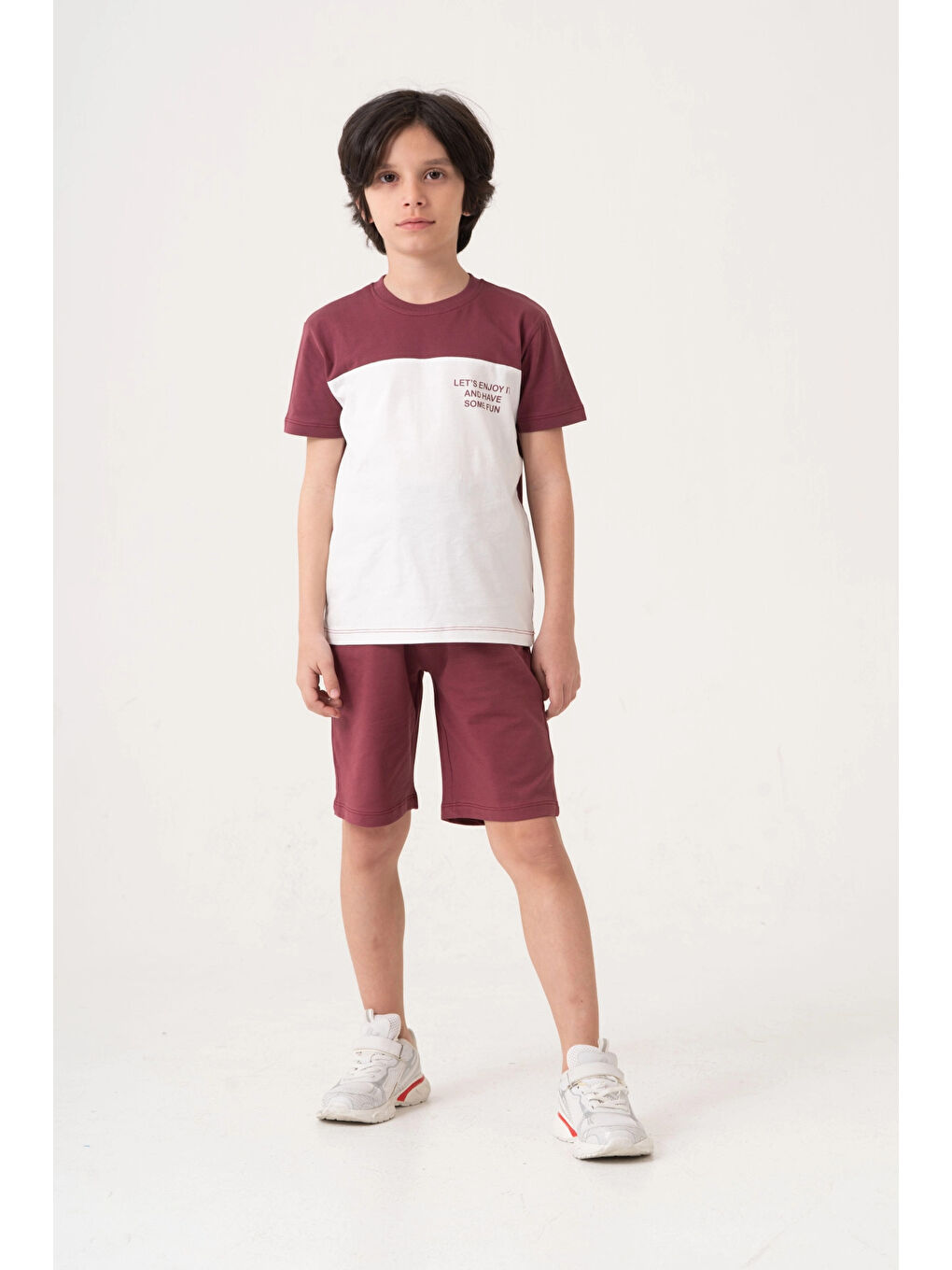 Bordo Lets Enjoy Baskılı Erkek Çocuk Takım 50602-2