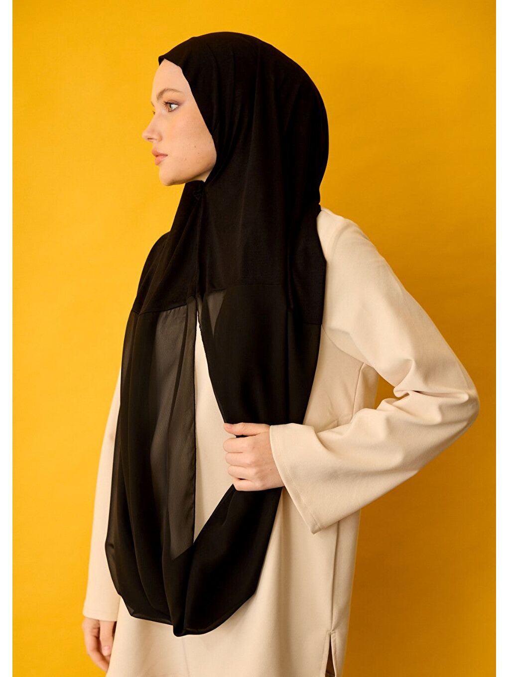 Siyah HOUSE OF MODEST-SİYAH ŞİFON PENYE  ŞAL-4
