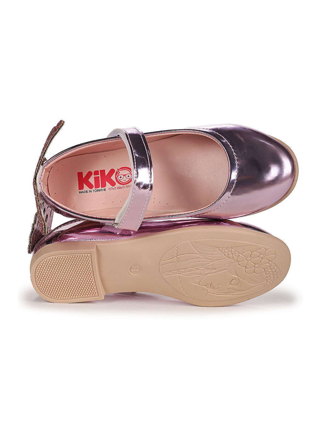 Pembe Friga Ayna Kelebek Cırtlı Kız Çocuk Babet Ayakkabı-4