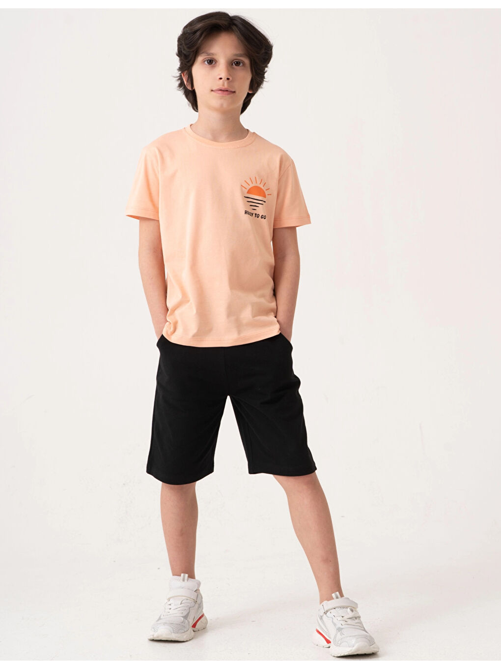 Pembe Beach Side Sırt Baskılı Erkek Çocuk Takım 50605