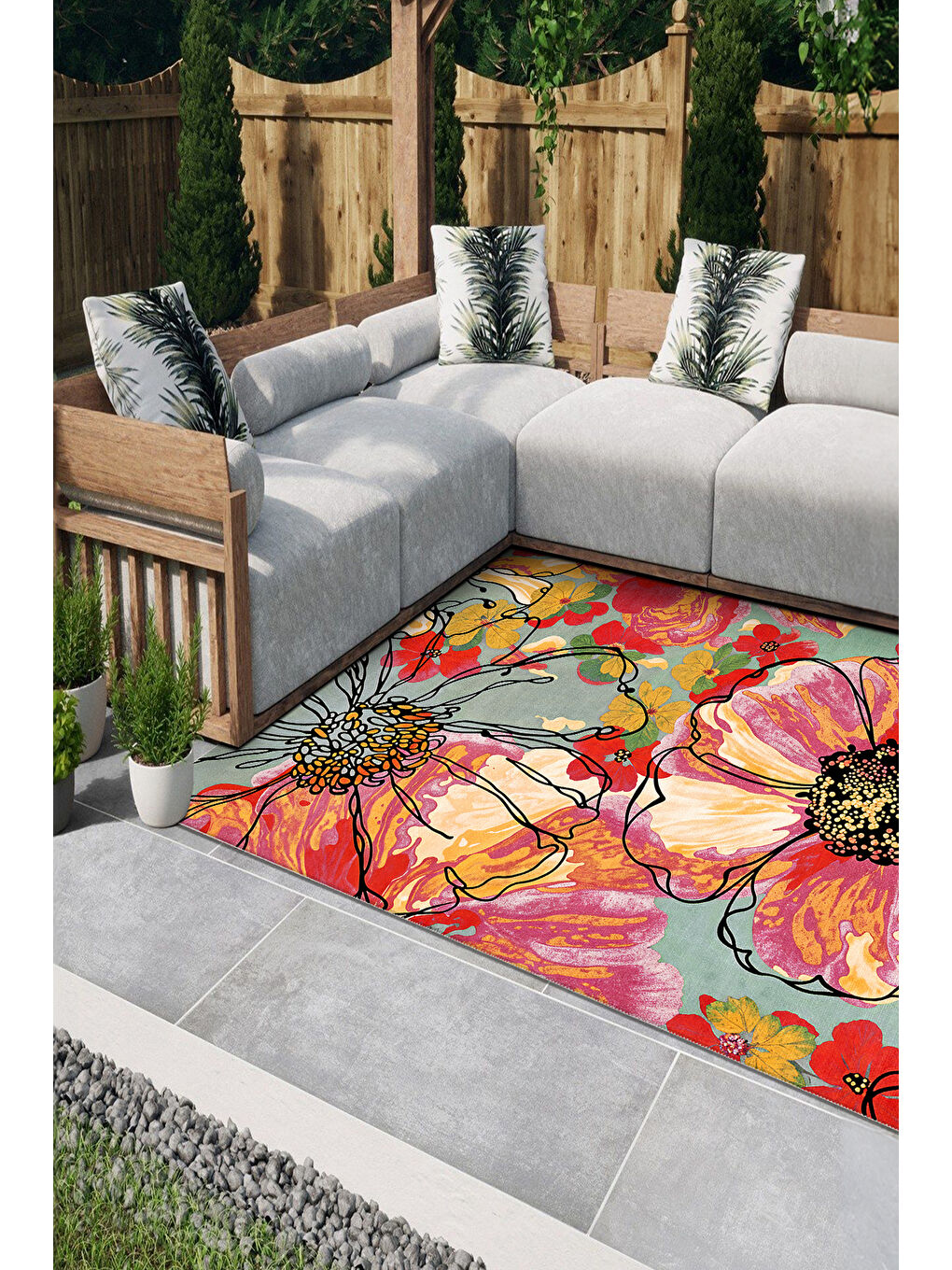 Pembe Dekoratif Salon Halısı, Makinada Yıkanabilir, Kaymaz Taban, İnce & Modern Tasarım-1