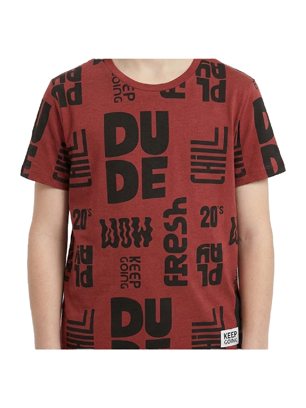 Kahverengi Erkek Çocuk Yazı Görselli - Geniş Kesim T-Shirt 8-12 Yaş 12557-2