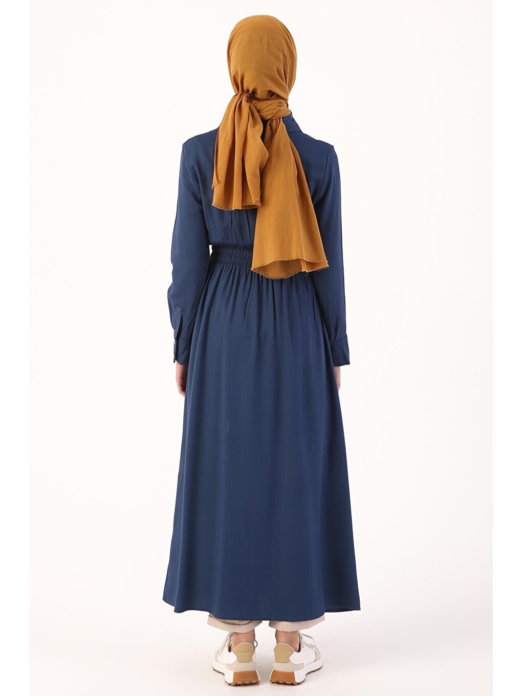 Lacivert Denim Fermuarlı Rahat Kalıp Viskon Ferace-3