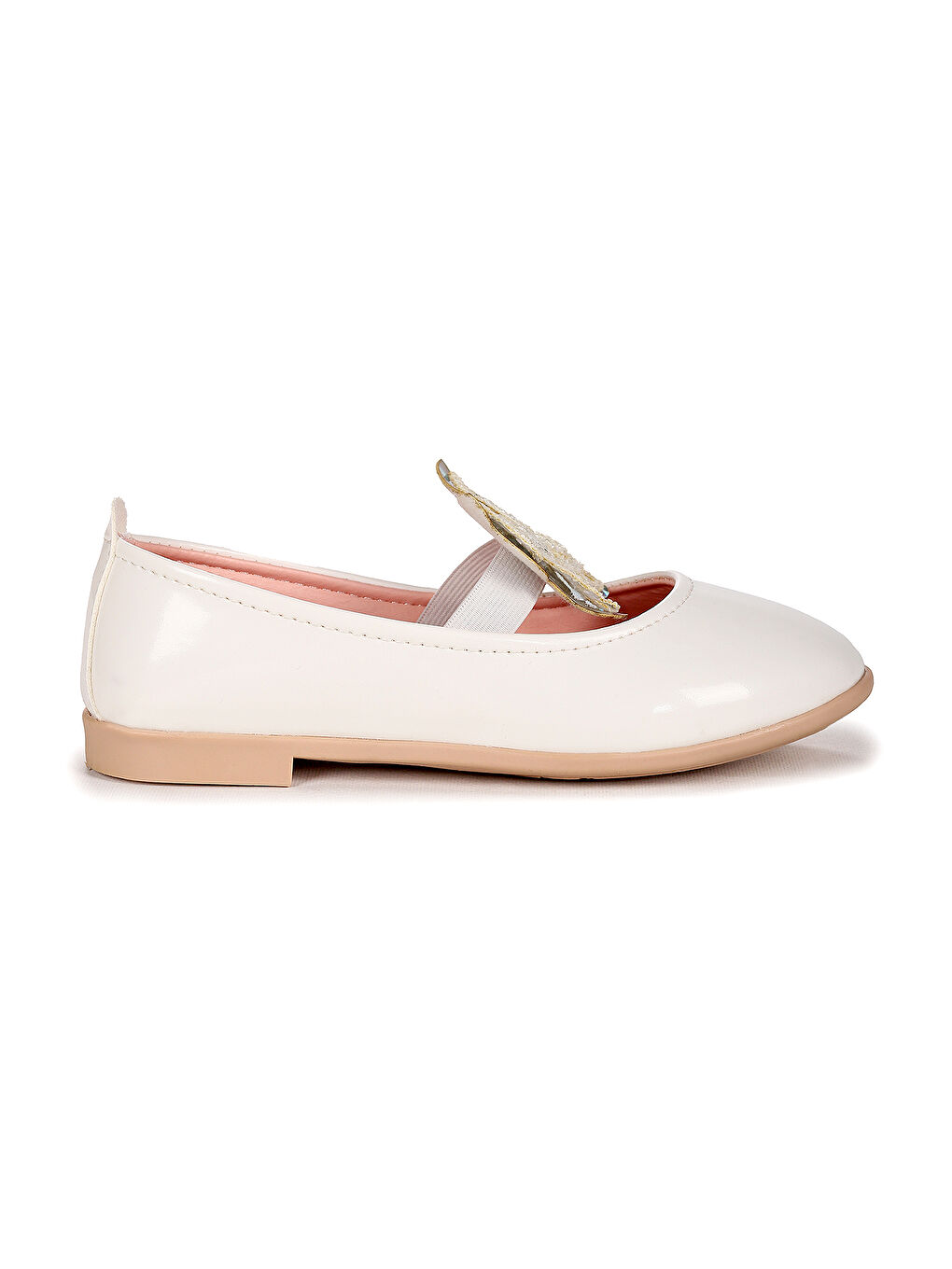 Beyaz Menz Rugan Kelebek Lastikli Kız Çocuk Babet Ayakkabı-3