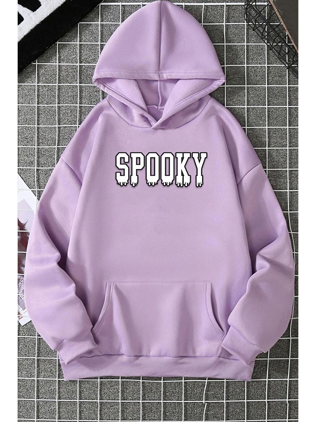 uyguntarz Lila Unisex Spooky Baskılı Sweatshirt