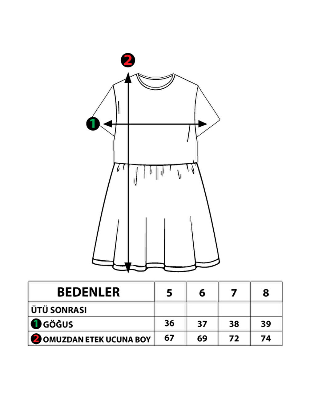 Toontoykids Karışık Kız Çocuk Dijital Baskılı Batik Desenli Elbise - 1