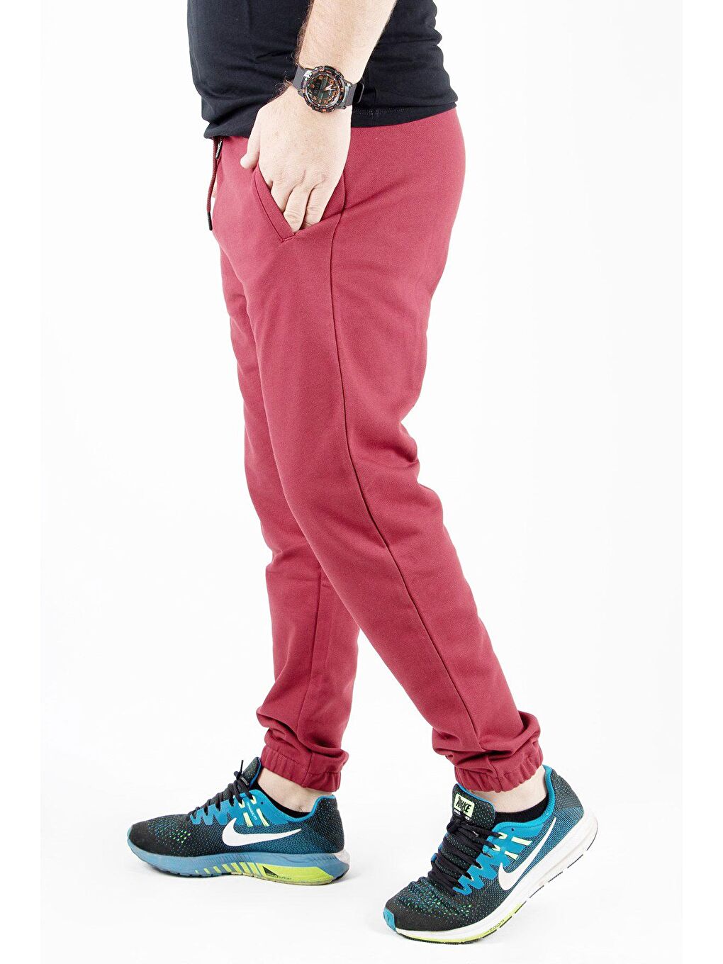 Bordo Erkek İki İplik Cepli Jogger Eşofman Altı, Pijama Tek Alt-1