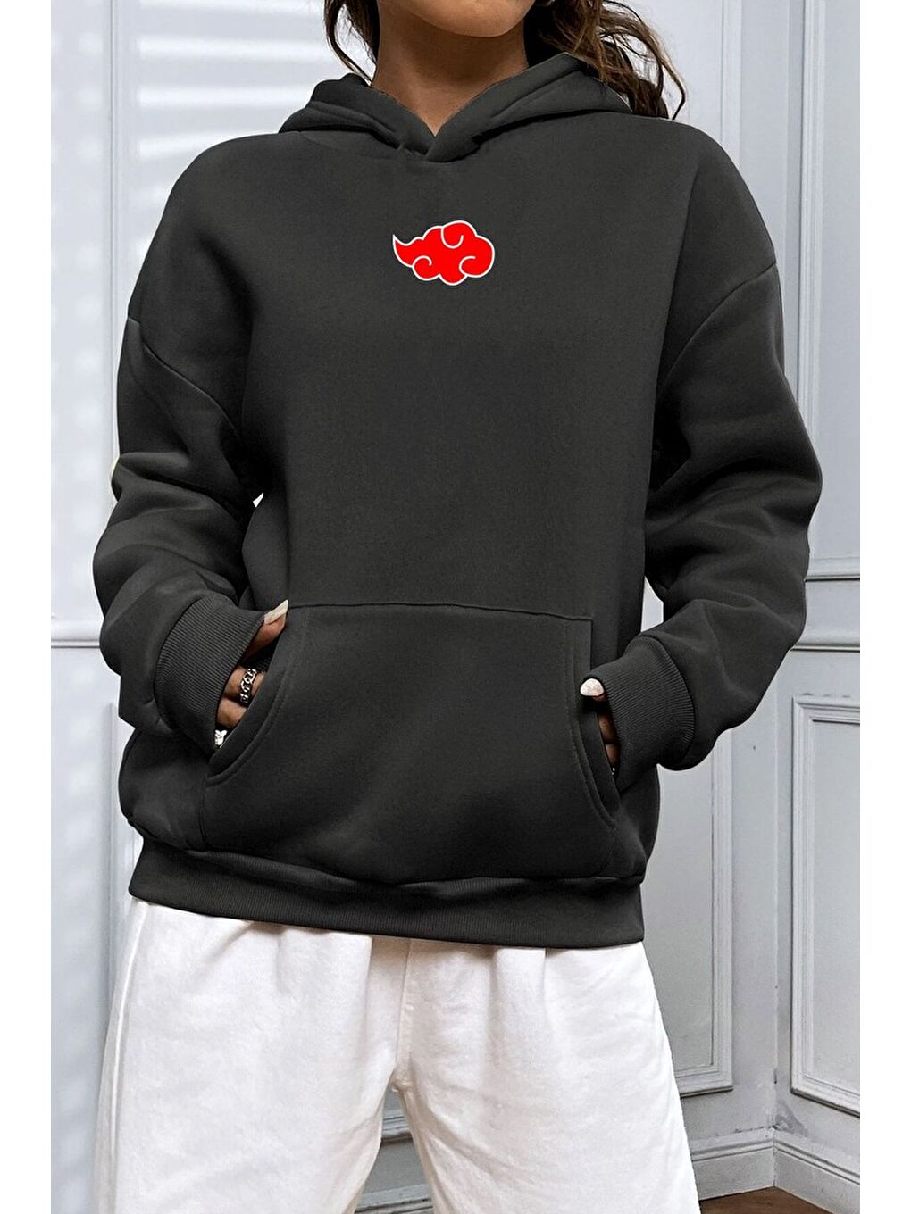 uyguntarz Siyah Unisex Ninja Akatsuki Sırt Baskılı Sweatshirt - 1