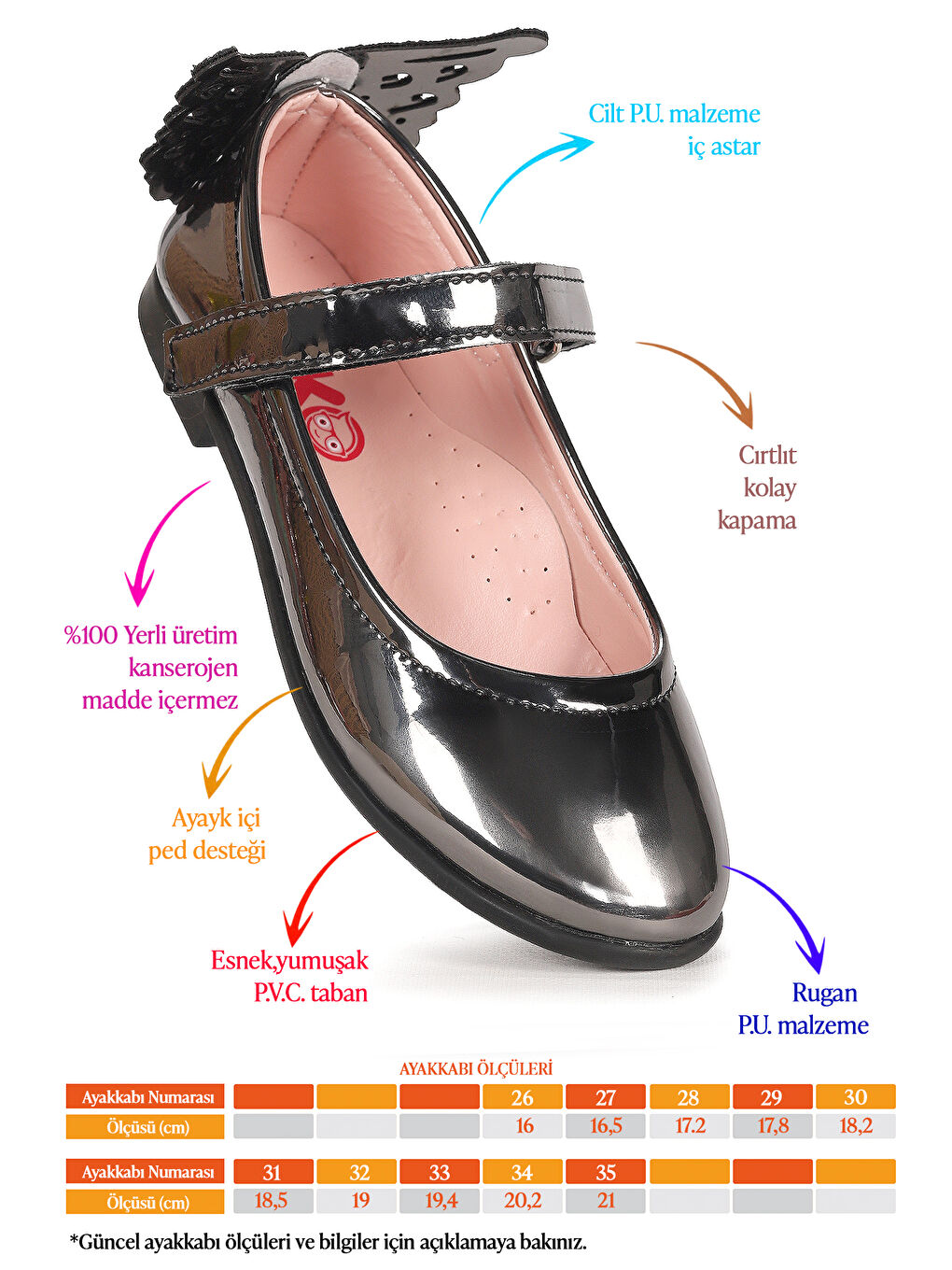 Bej Friga Ayna Kelebek Cırtlı Kız Çocuk Babet Ayakkabı-1