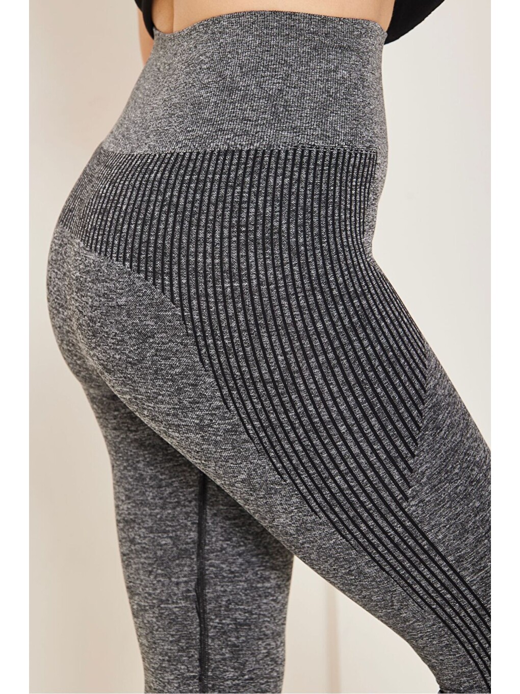Siyah Seamless Dikişsiz Tam Boy Spor Tayt-1