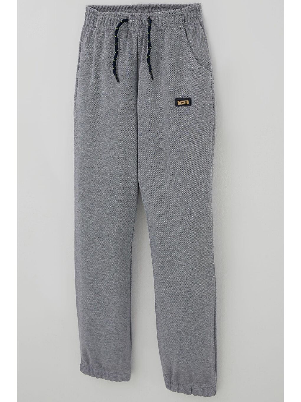 Erkek Çocuk Eşofman Altı Arma Detaylı Beli Paçası Lastikli Gri Melanj (5-9 Yaş)-2