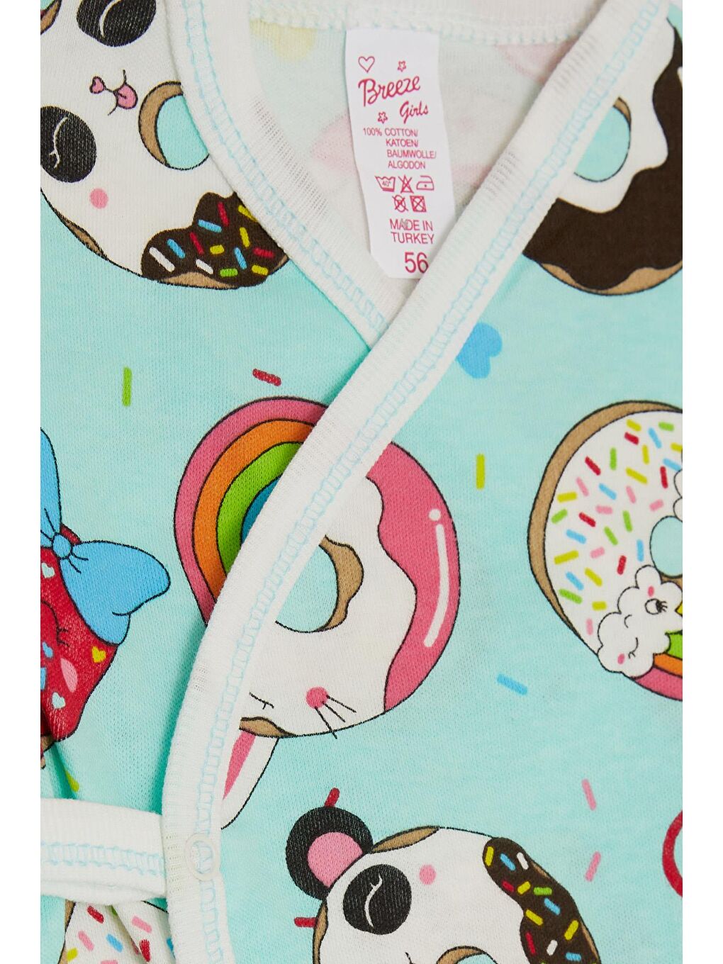 Turkuaz Kız Bebek Hastane Çıkışı 5 li Sevimli Donut Desenli Su Yeşili (0-3 Ay)-5