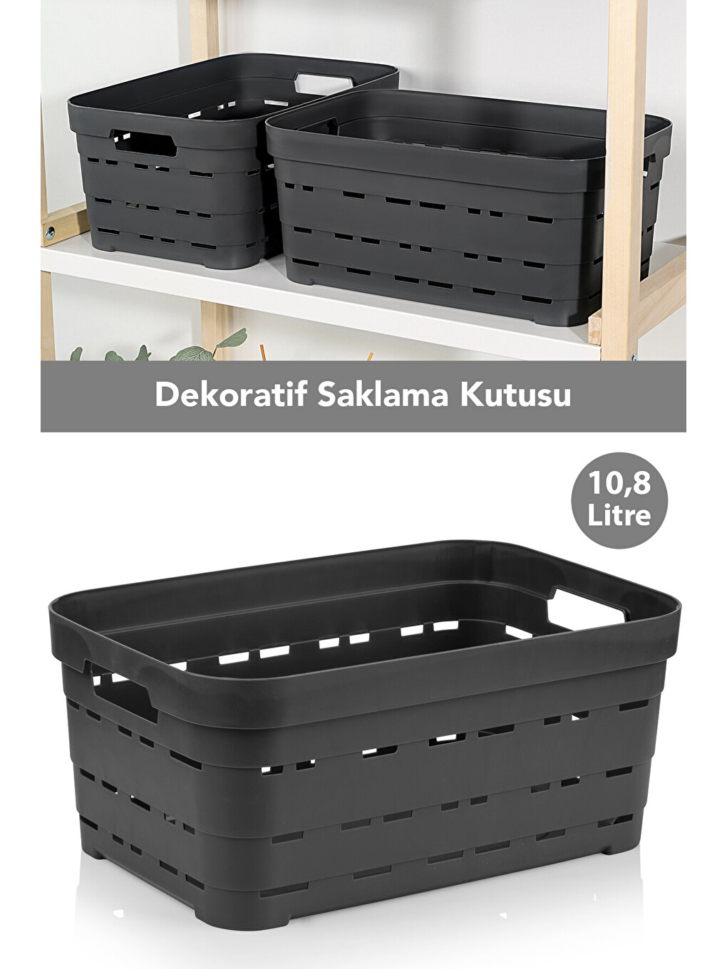 Antrasit Delikli Dekoratif Piramit Saklama Kutusu