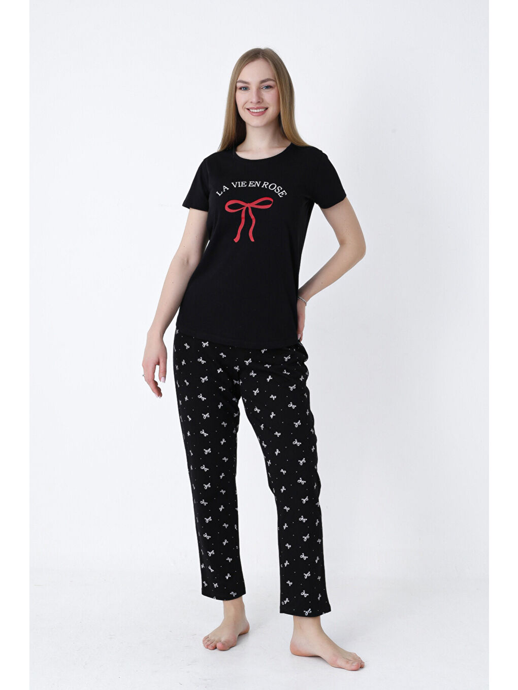 Siyah La Vie En Rose Pijama Takımı-1