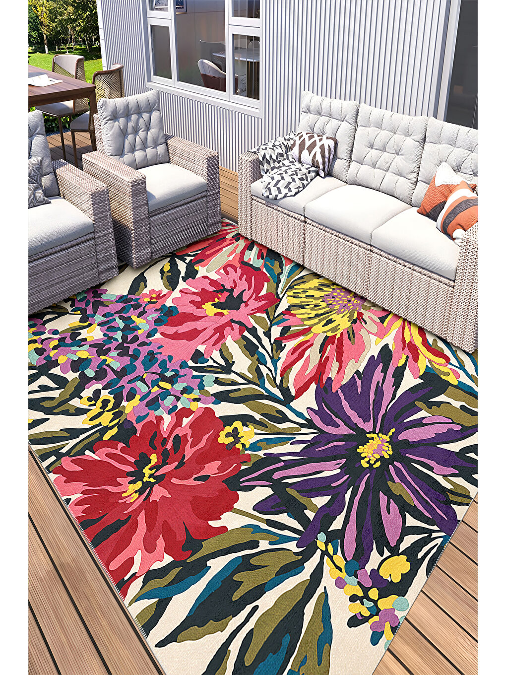 Pembe Dekoratif Salon Halısı, Makinada Yıkanabilir, Kaymaz Taban, İnce & Modern Tasarım-2