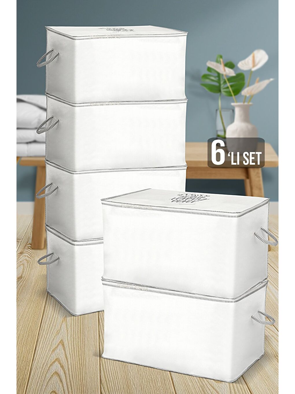 Beyaz 6'lı Mega Boy Yorgan Hurcu 75x45x45 cm