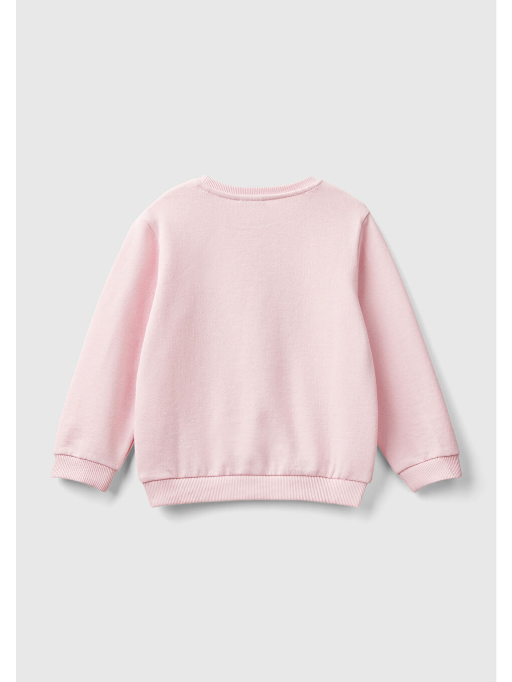 United Colors Of Benetton Kız Çocuk Açık Pembe Önü İşlemeli Ribana Detaylı Normal Kesim Bisiklet Yaka Sweatshirt - 1