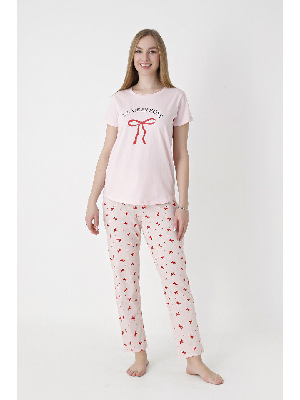 Pembe Somon La Vie En Rose Pijama Takımı