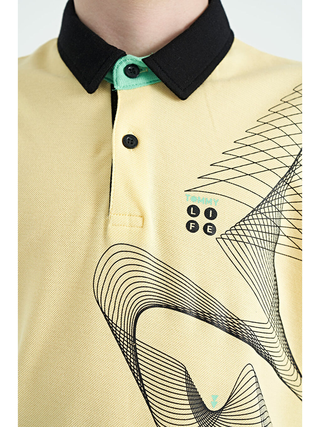 Sarı Baskı Detaylı Standart Kalıp Polo Yaka Erkek Çocuk Tişört - 11164-8