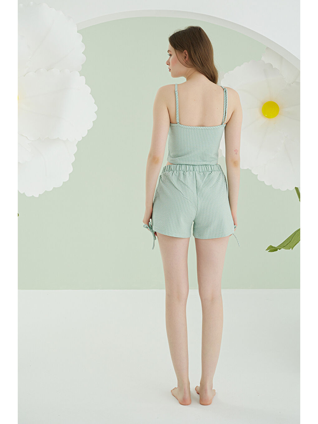 Yeşil  Travel İnce Askılı Şort Takım-3