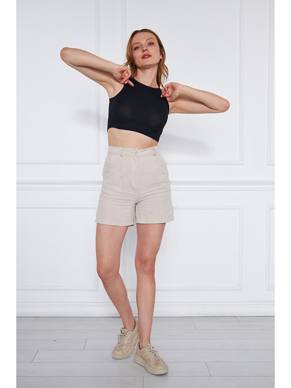 Kadın Crop Top Siyah Basic Bluz-3