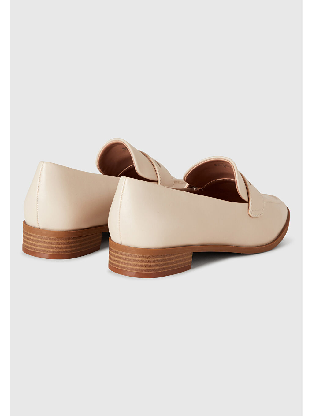 Bej Kadın Taş Rengi Napa Efektli Kısa Topuk Detaylı Sivri Burun Mokasen Ayakkabı-1