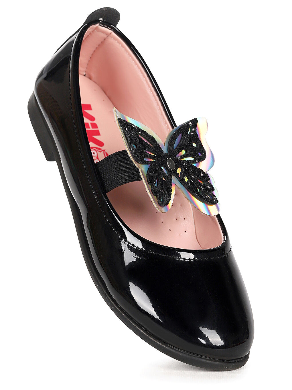 Siyah Menz Kelebek Lastikli Kız Çocuk Babet Ayakkabı