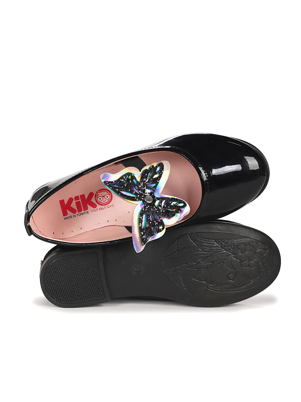 Siyah Menz Kelebek Lastikli Kız Çocuk Babet Ayakkabı-4