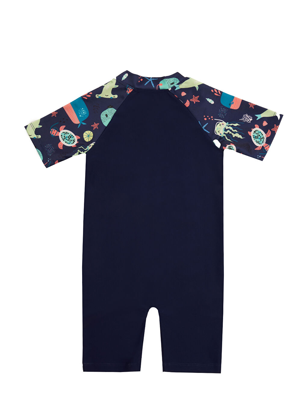 UV Korumalı Kısa Kollu Tulum Bebek Çocuk Yüzücü Mayo 1910 Koyu Lacivert-1