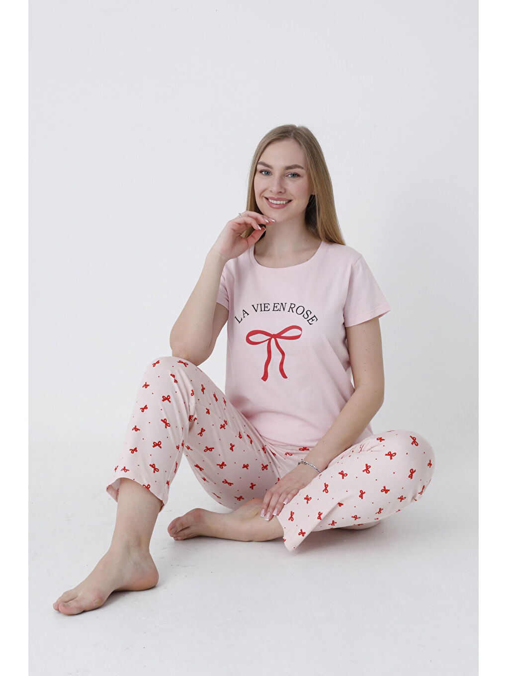 Pembe Somon La Vie En Rose Pijama Takımı-2