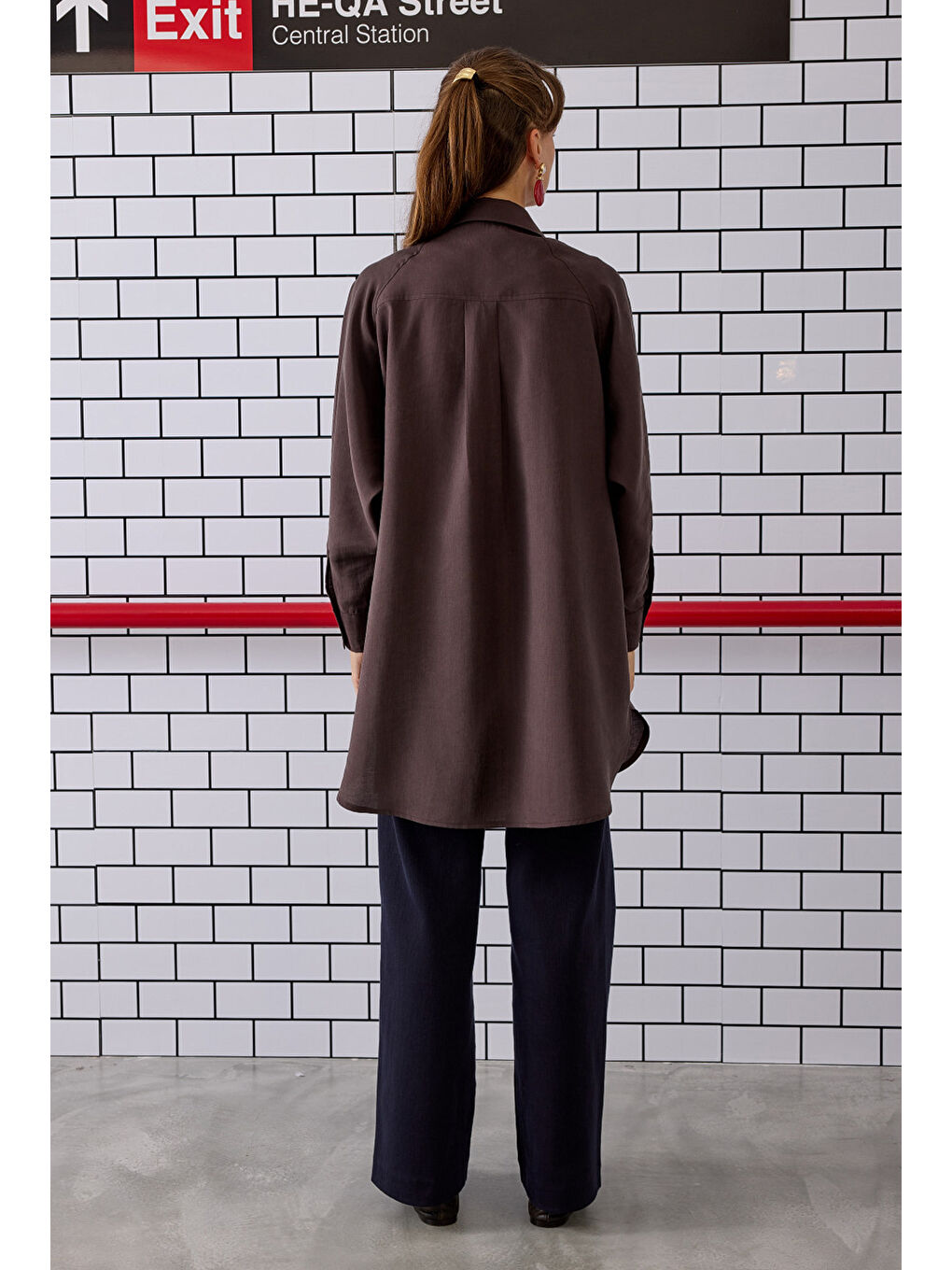 Kahverengi Reglan Kol Basic Gömlek Acı Kahve-3