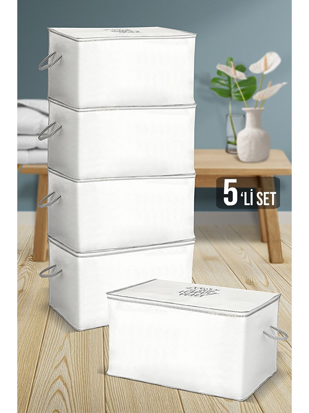 Beyaz 5'li Mega Boy Yorgan Hurcu 75x45x45 cm