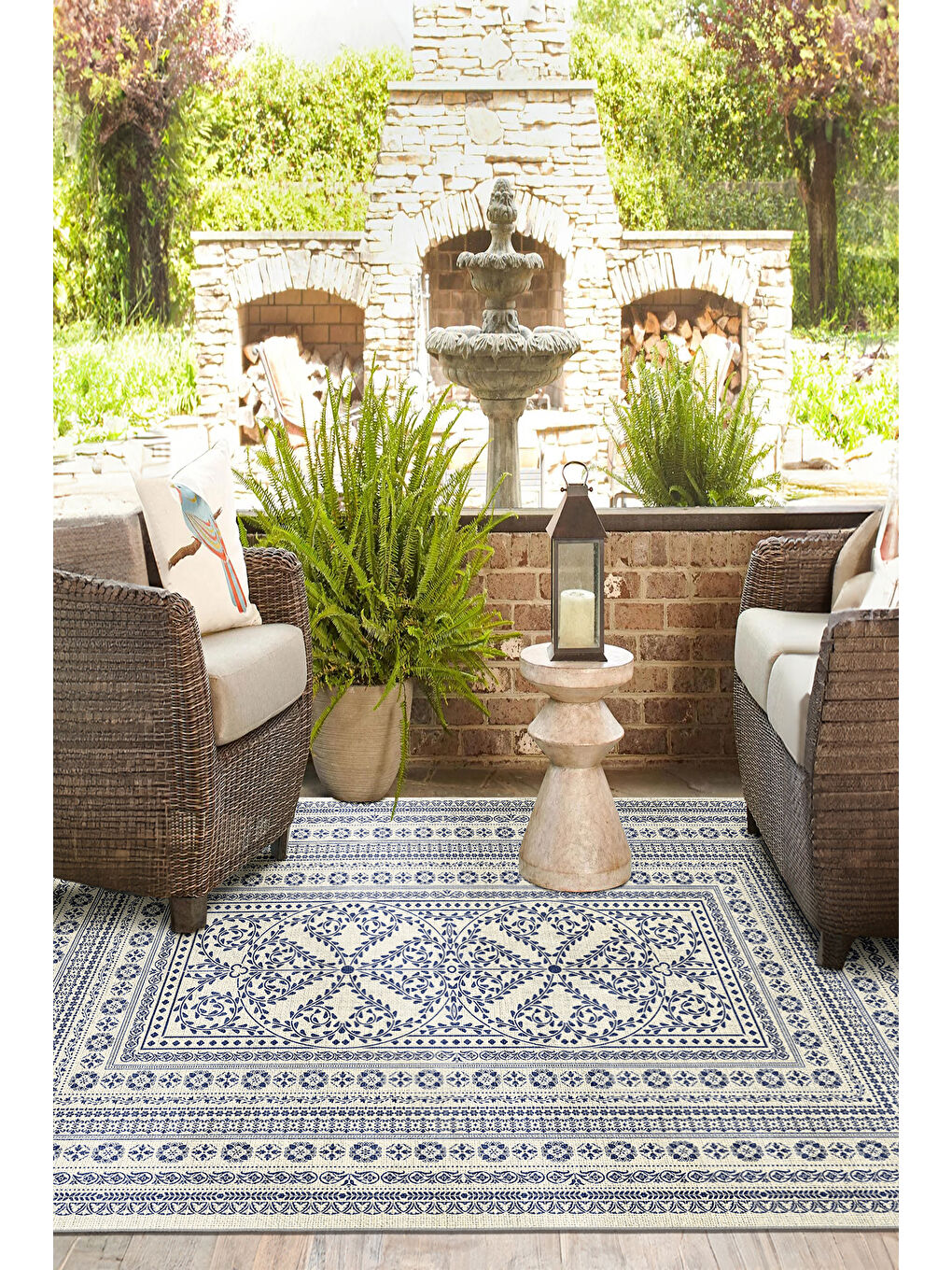 Beyaz Dekoratif Salon Halısı, Makinada Yıkanabilir, Kaymaz Taban, İnce & Modern Tasarım-3