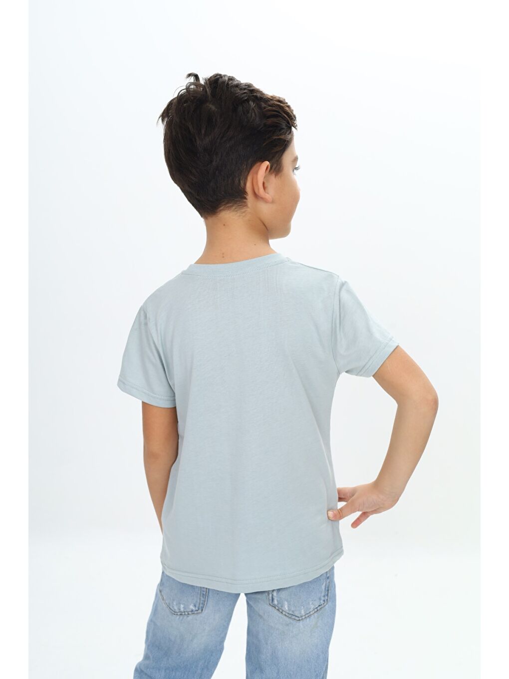 Yeşil Erkek Çocuk Kaykay Kedi Baskılı Tişört-3