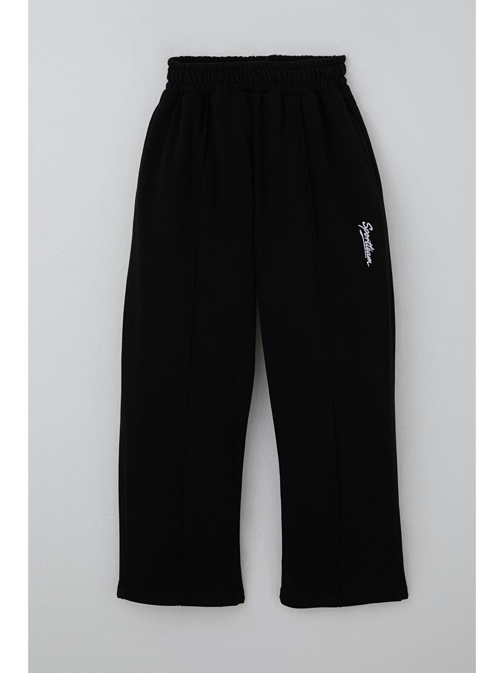 Erkek Çocuk Eşofman Altı Çima Dikiş Detaylı Cep Kısmı Yazı Nakışlı Siyah (8-14 Yaş)