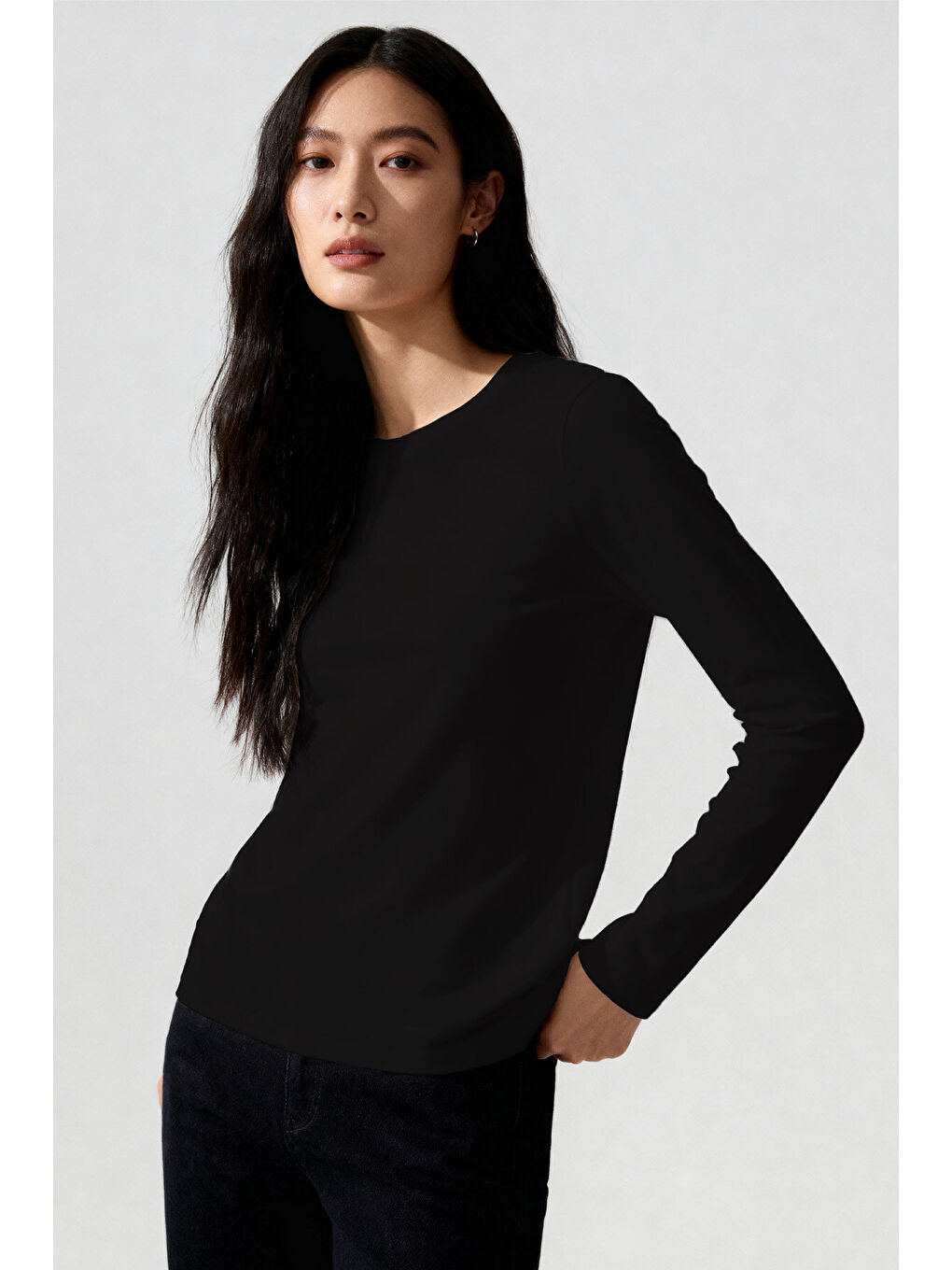 Basic O Yaka 3’lü Paket Siyah Kadın T-Shirt-3