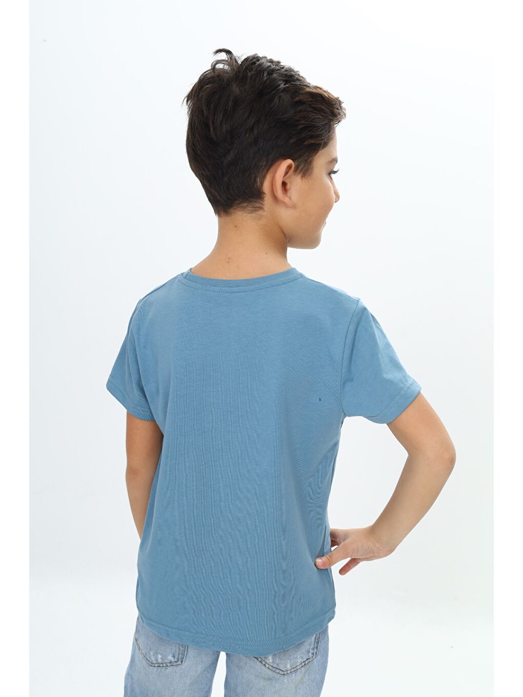 Lila Erkek Çocuk Kaykay Kedi Baskılı Tişört-3