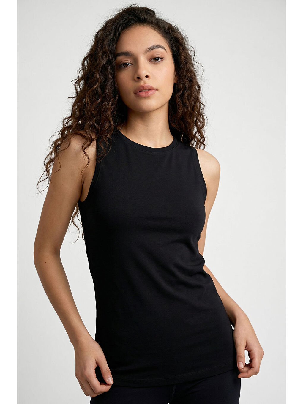 Slim Fit Basic O Yaka 2li Paket Siyah Kadın Atlet - 97313-2