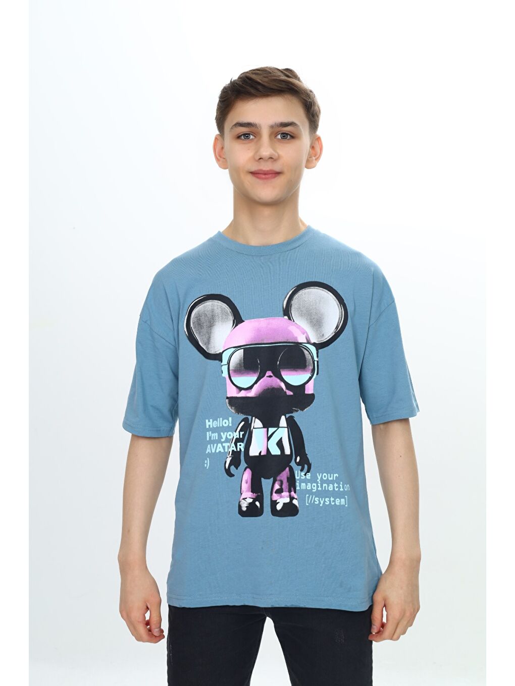 Lila Erkek Çocuk Robot Baskılı Tişört